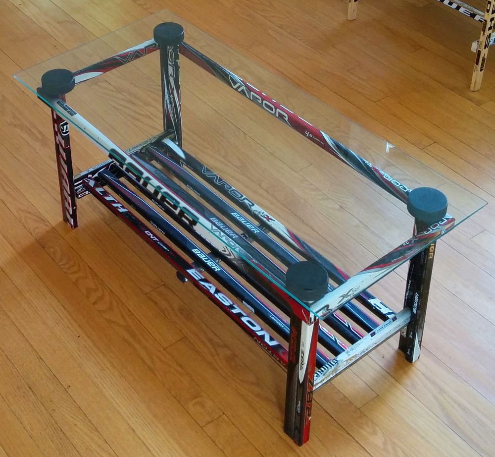 Coffee Table – Glass Top | Hockey Stick Builds